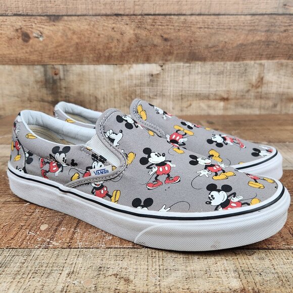 Vans Other - Vans X Disney Mickey Mouse Men's Sz 10.5 Gray Slip On Skate Casual Sneakers TB4R